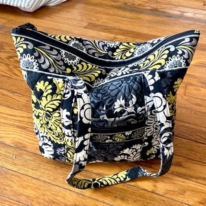 Vera Bradley Neon Yellow Black Gray Tote Bag Purse